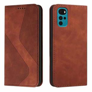 For Motorola Moto G22 Skin Feel Magnetic S-type Solid Color Leather Phone Case(Brown)