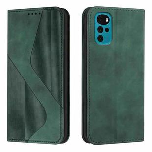 For Motorola Moto G22 Skin Feel Magnetic S-type Solid Color Leather Phone Case(Green)