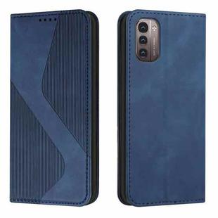 For Nokia G11 / G21 Skin Feel Magnetic S-type Solid Color Leather Phone Case(Blue)