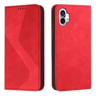 For Nothing Phone 1 Skin Feel Magnetic S-type Solid Color Leather Phone Case(Red)