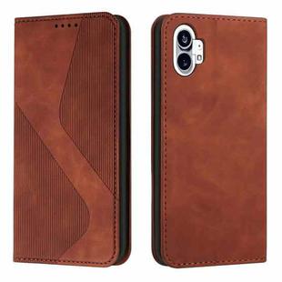 For Nothing Phone 1 Skin Feel Magnetic S-type Solid Color Leather Phone Case(Brown)