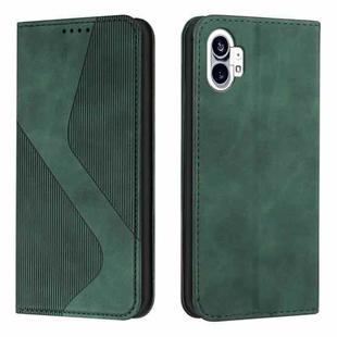 For Nothing Phone 1 Skin Feel Magnetic S-type Solid Color Leather Phone Case(Green)