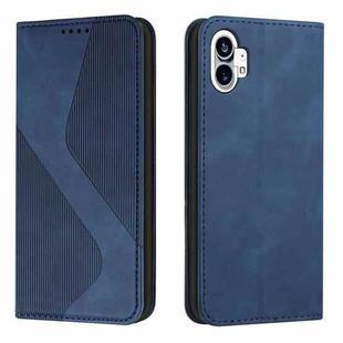 For Nothing Phone 1 Skin Feel Magnetic S-type Solid Color Leather Phone Case(Blue)