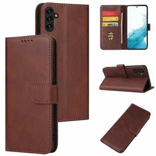 For Samsung Galaxy A13 5G Calf Texture Buckle Flip Leather Phone Case(Brown)