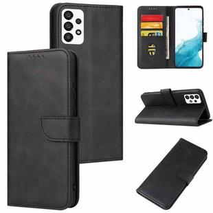 For Samsung Galaxy A73 5G Calf Texture Buckle Flip Leather Phone Case(Black)
