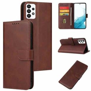 For Samsung Galaxy A73 5G Calf Texture Buckle Flip Leather Phone Case(Brown)