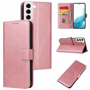 For Samsung Galaxy S22 5G Calf Texture Buckle Flip Leather Phone Case(Rose Gold)