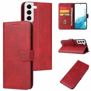For Samsung Galaxy S22 5G Calf Texture Buckle Flip Leather Phone Case(Red)