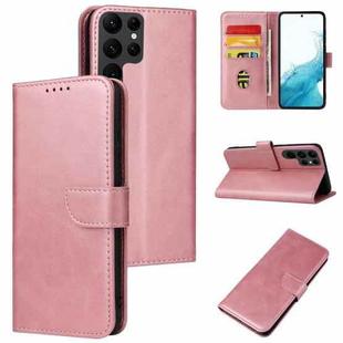 For Samsung Galaxy S22 Ultra 5G Calf Texture Buckle Flip Leather Phone Case(Rose Gold)