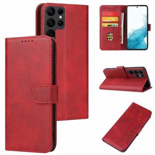 For Samsung Galaxy S22 Ultra 5G Calf Texture Buckle Flip Leather Phone Case(Red)