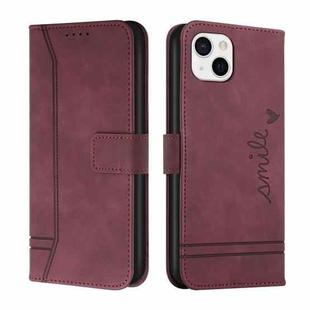 For iPhone 14 Retro Skin Feel Horizontal Flip Leather Phone Case Max(Wine Red)