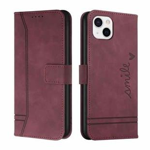 For iPhone 14 Retro Skin Feel Horizontal Flip Leather Phone Case (Wine Red)