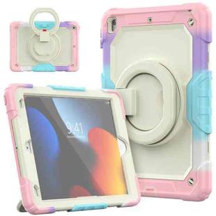For iPad 10.2 2021 / 2020 / 2019 Bracelet Holder Silicone + PC Tablet Case(Colorful Pink)