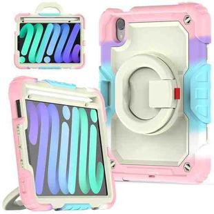 For iPad mini 6 Bracelet Holder Silicone + PC Tablet Case(Colorful Pink)