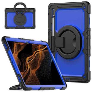 For Samsung Galaxy Tab S8 Ultra Bracelet Holder Silicone + PC Tablet Case(Dark Blue)
