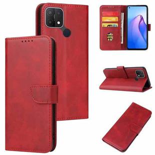 For OPPO A15 Calf Texture Buckle Flip Leather Phone Case(Red)