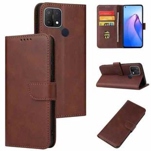 For OPPO A15 Calf Texture Buckle Flip Leather Phone Case(Brown)