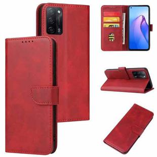 For OPPO A55 5G Calf Texture Buckle Flip Leather Phone Case(Red)
