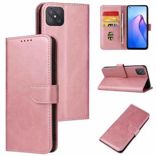 For OPPO A92s Calf Texture Buckle Flip Leather Phone Case(Rose Gold)