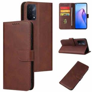 For OPPO A93 5G Calf Texture Buckle Flip Leather Phone Case(Brown)
