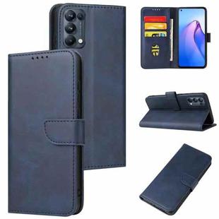 For OPPO Reno5 Calf Texture Buckle Flip Leather Phone Case(Blue)