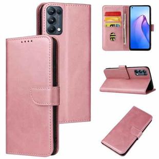 For OPPO Reno5 Calf Texture Buckle Flip Leather Phone Case(Rose Gold)