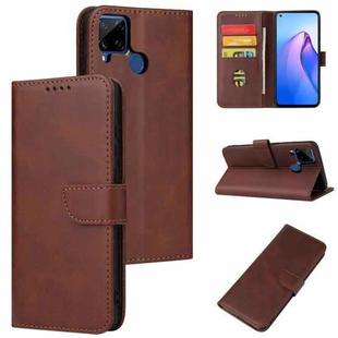 For Realme C15 Calf Texture Buckle Flip Leather Phone Case(Brown)