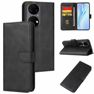 For Huawei P50 Calf Texture Buckle Flip Leather Phone Case(Black)