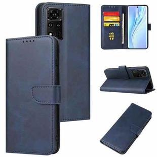 For Honor V40 5G Calf Texture Buckle Flip Leather Phone Case(Blue)