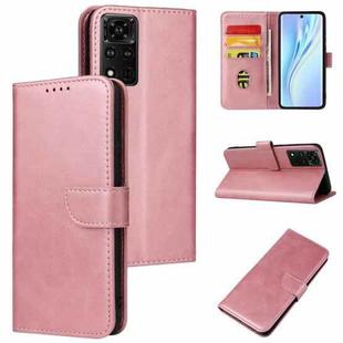 For Honor V40 5G Calf Texture Buckle Flip Leather Phone Case(Rose Gold)