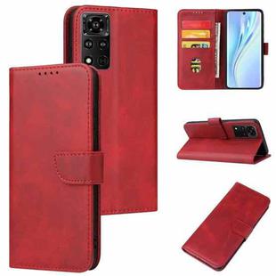 For Honor V40 5G Calf Texture Buckle Flip Leather Phone Case(Red)