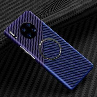 For Huawei Mate 30 Magnetic Magsafe Carbon Fiber Texture Shockproof Phone Case(Purple+Blue)