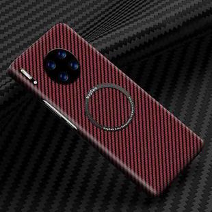 For Huawei Mate 30 Magnetic Magsafe Carbon Fiber Texture Shockproof Phone Case(Red)