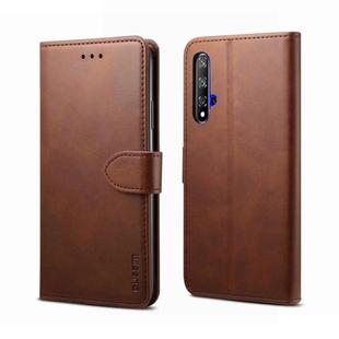 For Huawei Honor 20 GUSSIM Business Style Horizontal Flip Leather Case with Holder & Card Slots & Wallet(Brown)