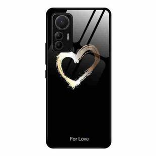 For Xiaomi 12 Lite Colorful Painted Glass Phone Case(Black Love)