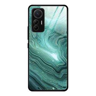 For Xiaomi 12 Lite Marble Pattern Glass Protective Case(Water Waves)