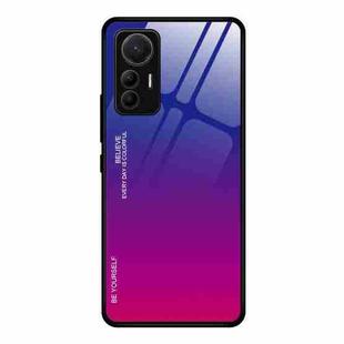 For Xiaomi 12 Lite Gradient Color Glass Case(Purple Red)