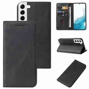 For Samsung Galaxy S22 5G Calf Texture Magnetic Flip Leather Phone Case(Black)