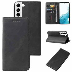 For Samsung Galaxy S22+ 5G Calf Texture Magnetic Flip Leather Phone Case(Black)