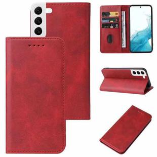 For Samsung Galaxy S22+ 5G Calf Texture Magnetic Flip Leather Phone Case(Red)