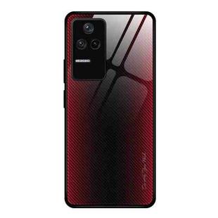 For Xiaomi Redmi K40S Texture Gradient Glass Protective Case(Red)