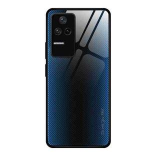 For Xiaomi Redmi K40S Texture Gradient Glass Protective Case(Blue)