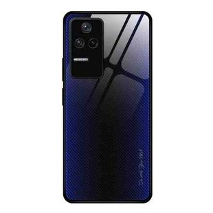 For Xiaomi Redmi K40S Texture Gradient Glass Protective Case(Dark Blue)