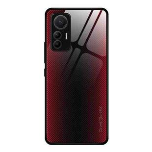 For Xiaomi 12 Lite Texture Gradient Glass Protective Case(Red)