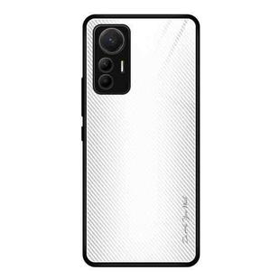 For Xiaomi 12 Lite Texture Gradient Glass Protective Case(White)
