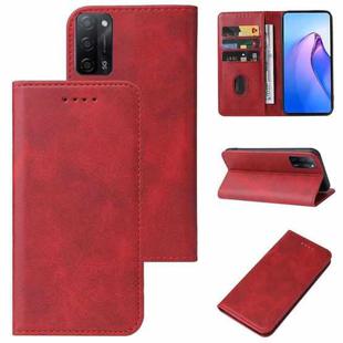 For OPPO A55 5G Calf Texture Magnetic Flip Leather Phone Case(Red)
