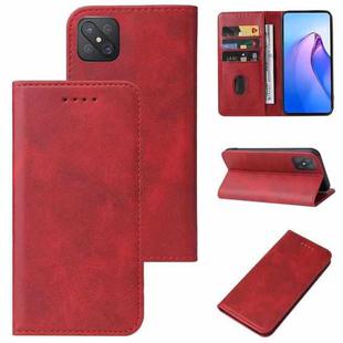 For OPPO A92s Calf Texture Magnetic Flip Leather Phone Case(Red)
