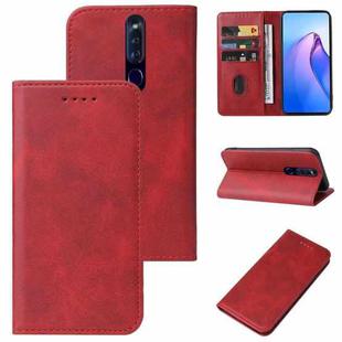 For OPPO F11 Pro Calf Texture Magnetic Flip Leather Phone Case(Red)
