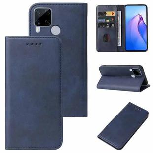 For Realme C15 Calf Texture Magnetic Flip Leather Phone Case(Blue)