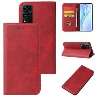 For Honor V40 5G Calf Texture Magnetic Flip Leather Phone Case(Red)